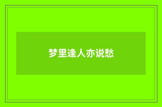 梦里逢人亦说愁