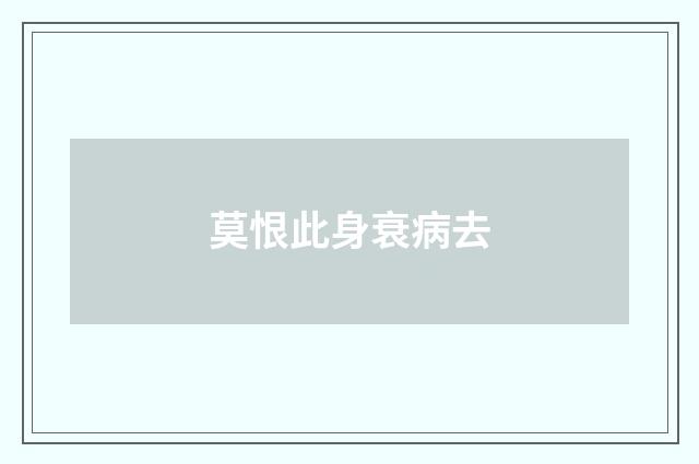 莫恨此身衰病去