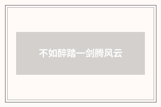 不如醉踏一剑腾风云