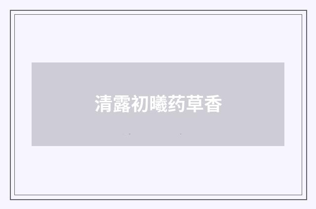 清露初曦药草香