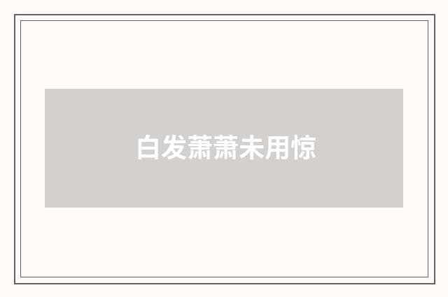 白发萧萧未用惊