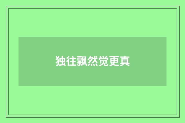 独往飘然觉更真