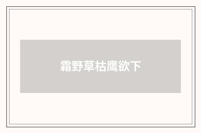 霜野草枯鹰欲下