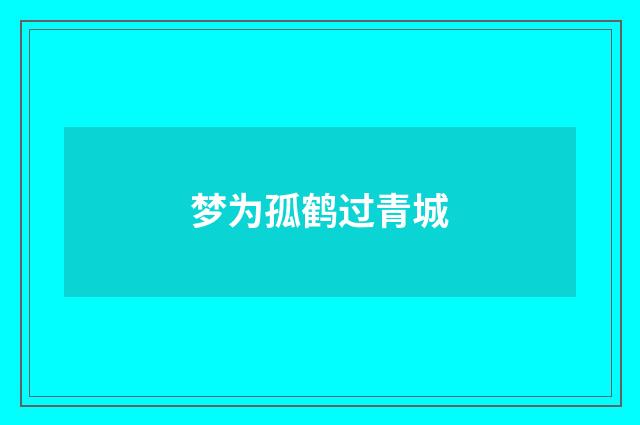 梦为孤鹤过青城