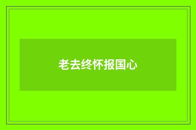 老去终怀报国心