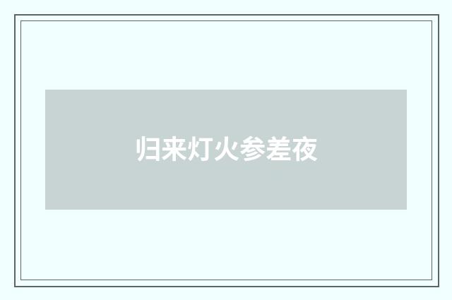 归来灯火参差夜