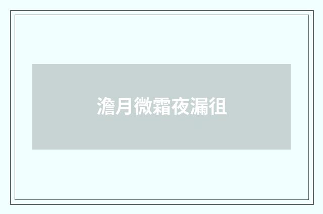 澹月微霜夜漏徂