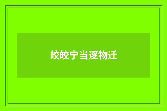皎皎宁当逐物迁
