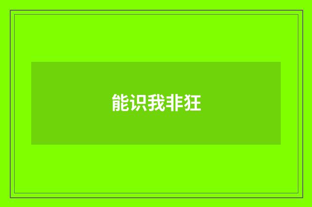 能识我非狂