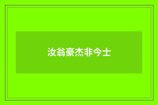 汝翁豪杰非今士