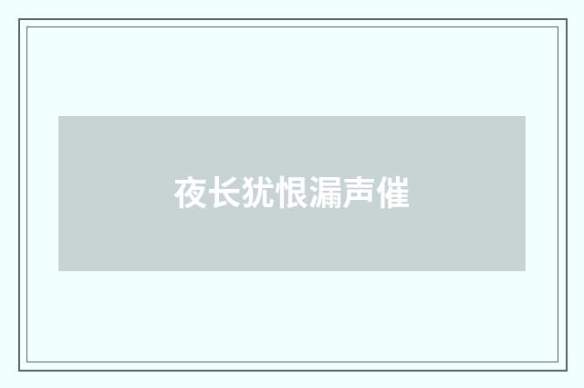 夜长犹恨漏声催