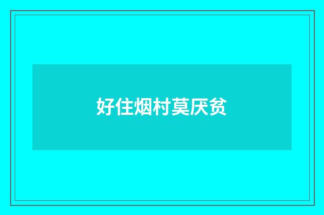 好住烟村莫厌贫