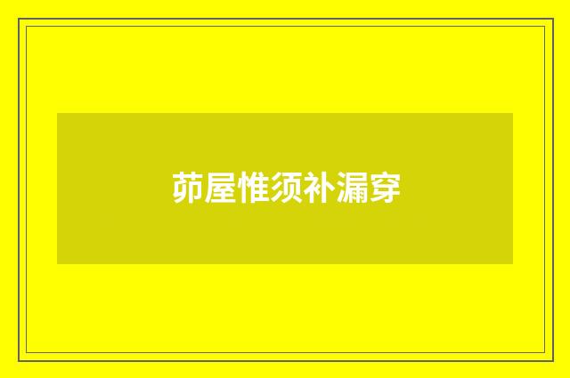 茆屋惟须补漏穿