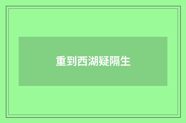 重到西湖疑隔生