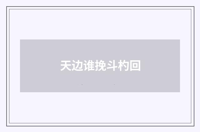 天边谁挽斗杓回