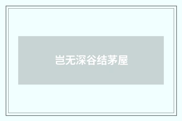 岂无深谷结茅屋
