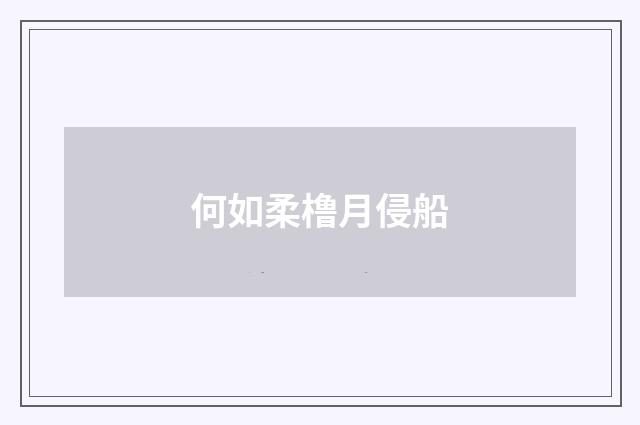 何如柔橹月侵船