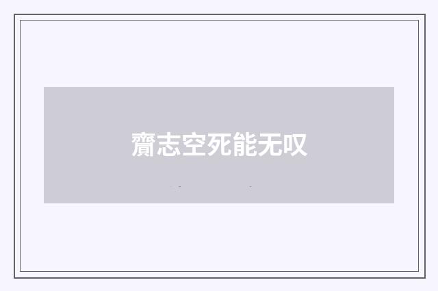 齎志空死能无叹
