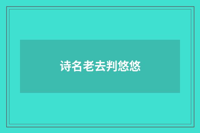 诗名老去判悠悠