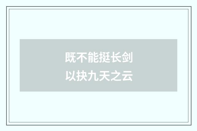 既不能挺长剑以抉九天之云