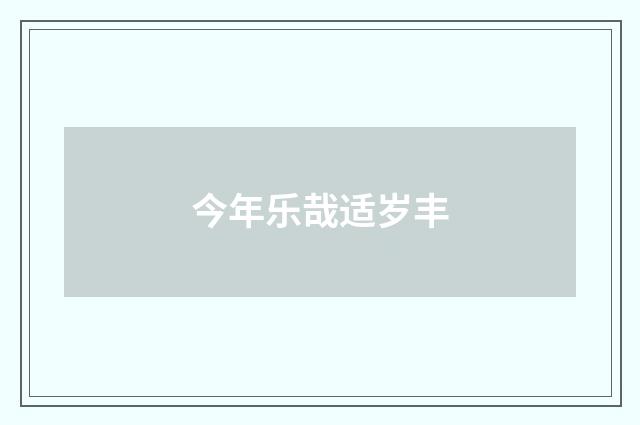 今年乐哉适岁丰