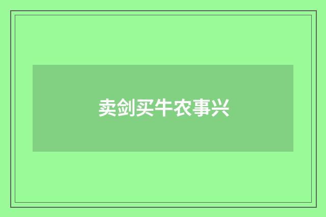 卖剑买牛农事兴