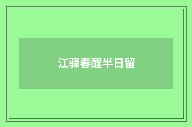 江驿春酲半日留
