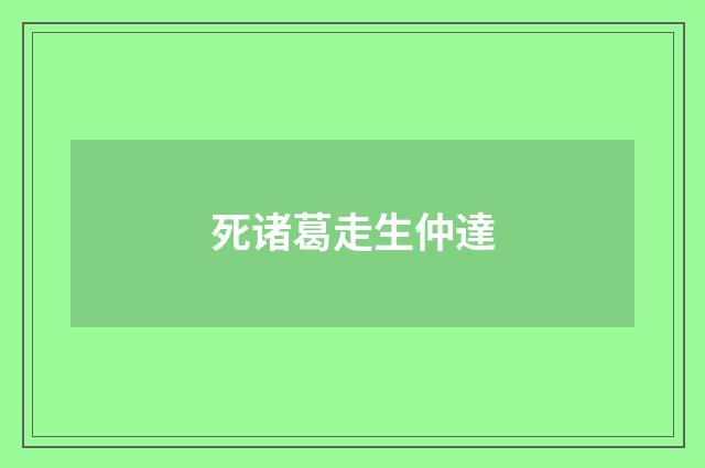 死诸葛走生仲達