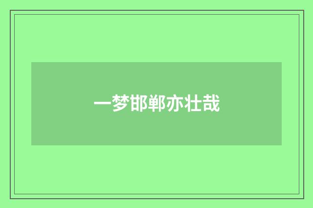 一梦邯郸亦壮哉