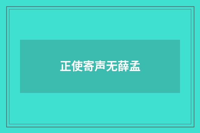 正使寄声无薛孟