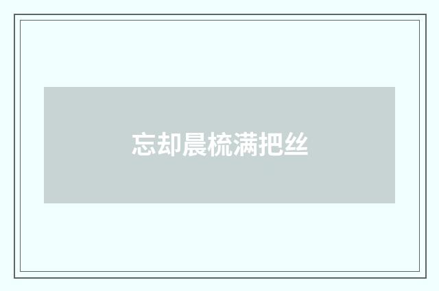 忘却晨梳满把丝