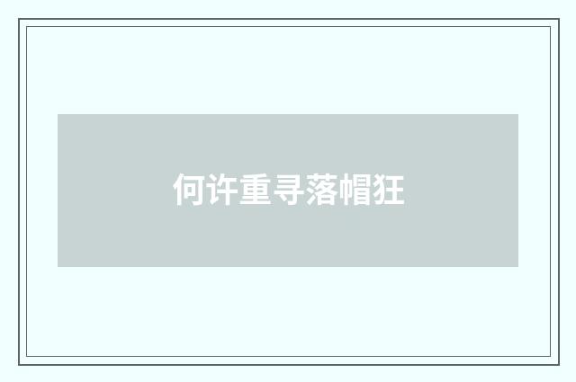 何许重寻落帽狂