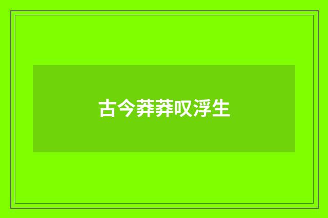 古今莽莽叹浮生