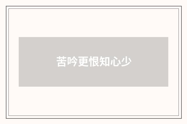 苦吟更恨知心少