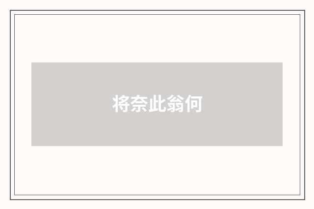 将奈此翁何