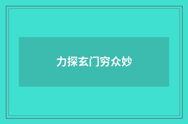 力探玄门穷众妙