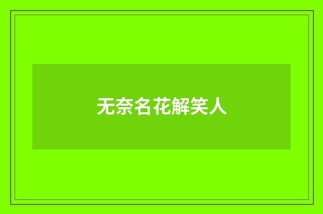 无奈名花解笑人