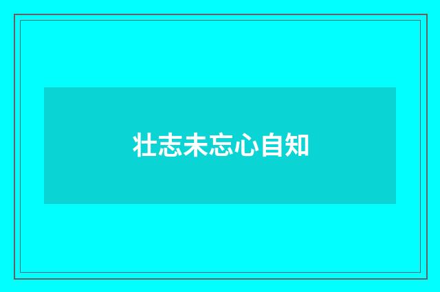 壮志未忘心自知