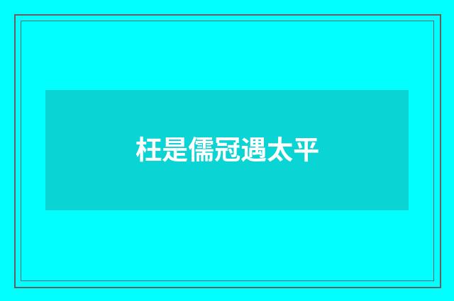枉是儒冠遇太平