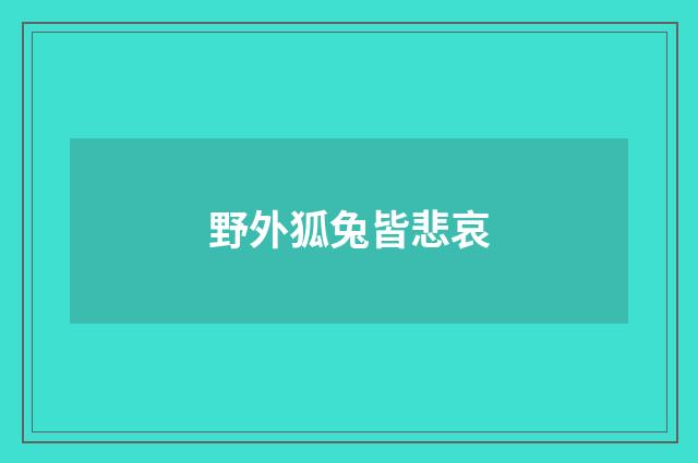 野外狐兔皆悲哀