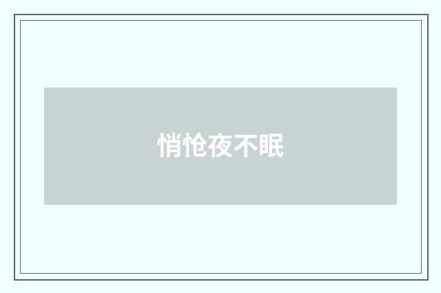 悄怆夜不眠