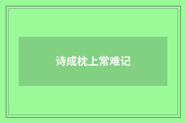 诗成枕上常难记