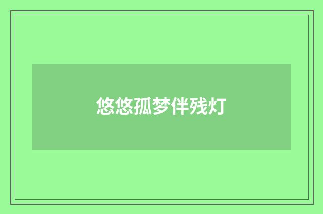悠悠孤梦伴残灯