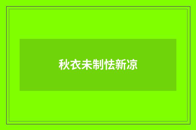 秋衣未制怯新凉