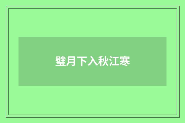璧月下入秋江寒