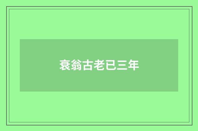 衰翁古老已三年