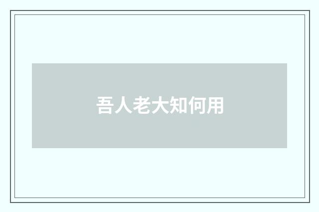 吾人老大知何用