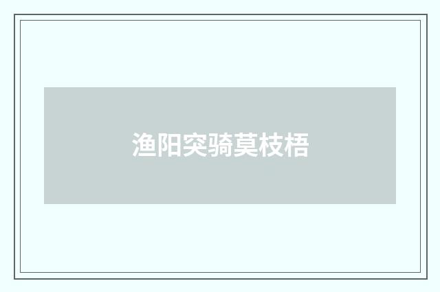 渔阳突骑莫枝梧