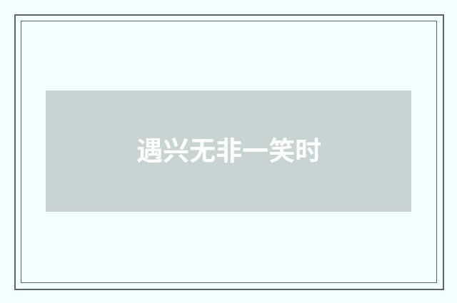 遇兴无非一笑时