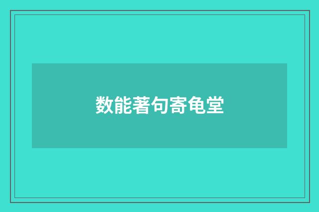 数能著句寄龟堂